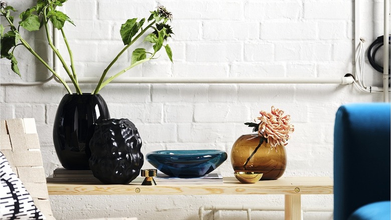 the IKEA vase on a wooden end table