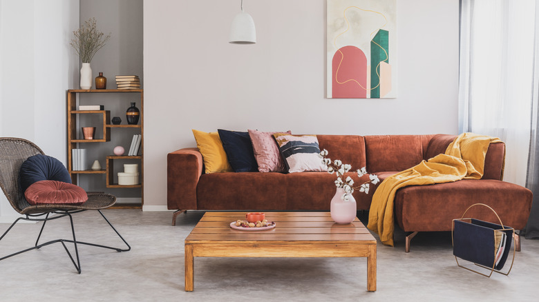 Rust sectional in living room
